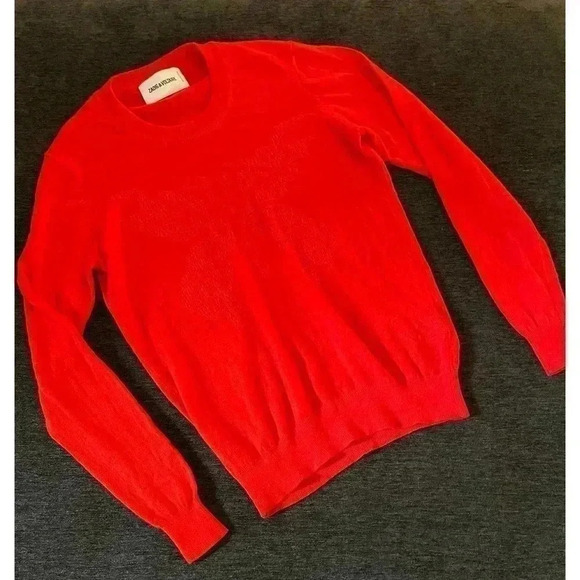 Zadig & Voltaire Sweater Merino Wool Crew neck Jumper Gwend Red Butterfly M NWOT - Picture 1 of 4